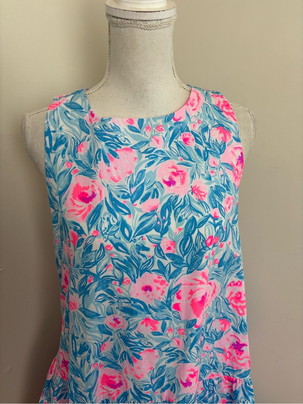 Lilly Pulitzer Trina Dress In Bondi Blue My Little Peony floral Print Size Small - Picture 9 of 13